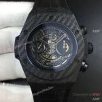 Swiss Grade Hublot Watches Replica Unico King 7750 Black Carbon Black Leather Strap